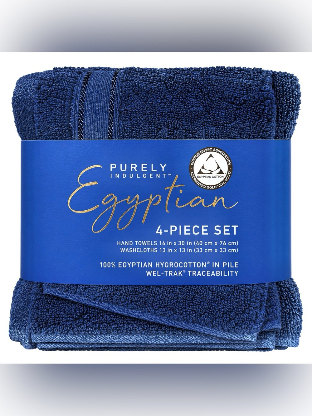 Purely Indulgent Egyptian Cotton 4pc Towel Set Black Iris NEW